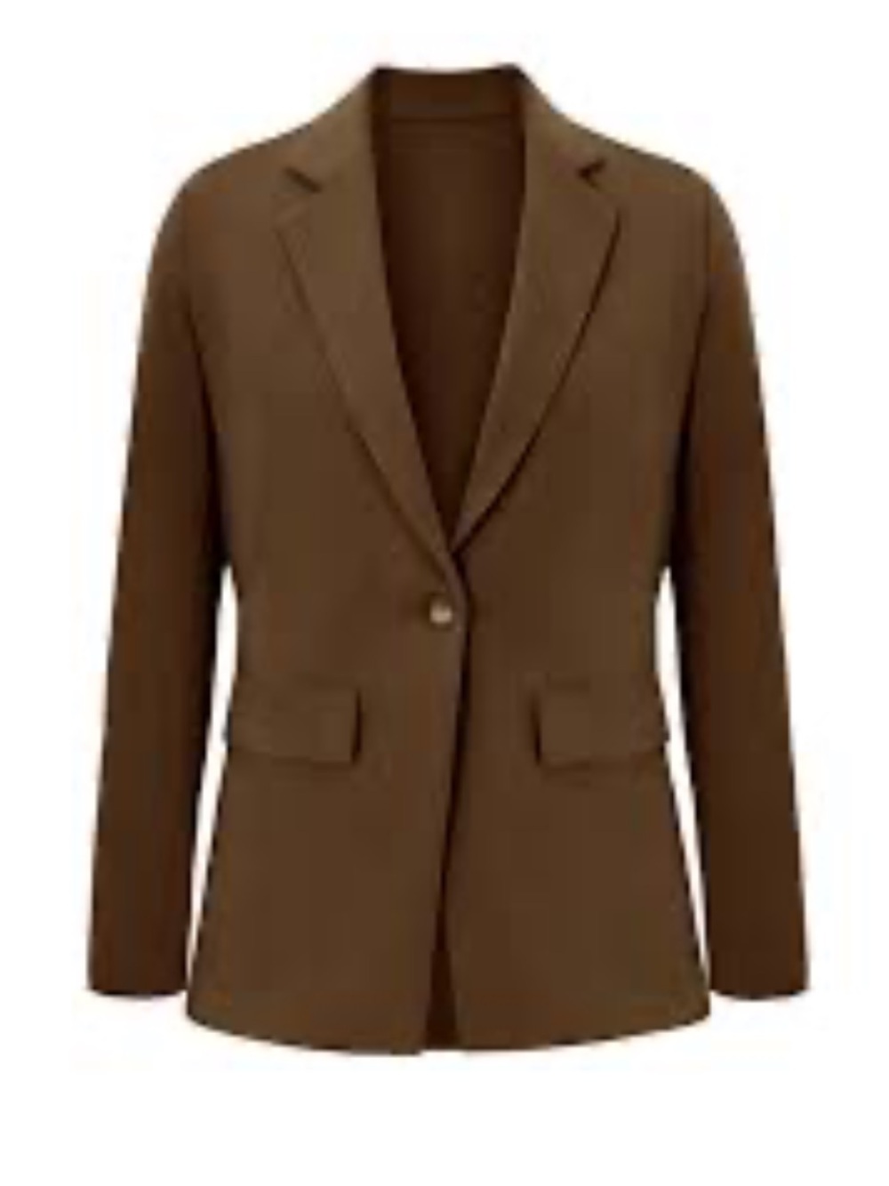 Women's Brown Open-Front Tailored Blazer Jacket - Picture 2 of 5